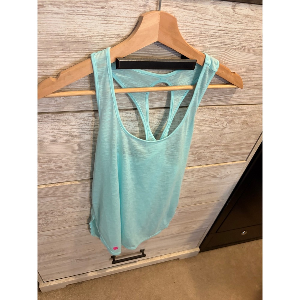 Lilly Pulitzer Kai Tank Seasalt Blue Luxletic Slub Racerback Keyhole XS - Picture 2 of 6